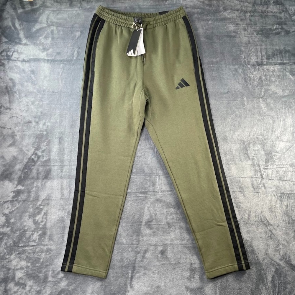 Adidas Essentials 3 Stripes Mens S Open Hem Fleece Pants JE6331 Olive Green NWT